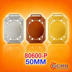 medalha metal retangular 50 e 60