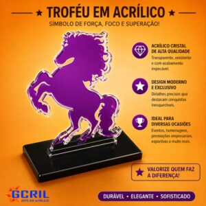 trofeu acrilico cavalo