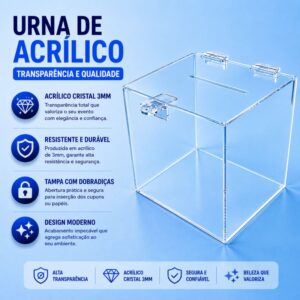 urna de acrílico 2mm 15x15