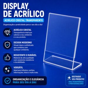 display de acrílico 2mm a4