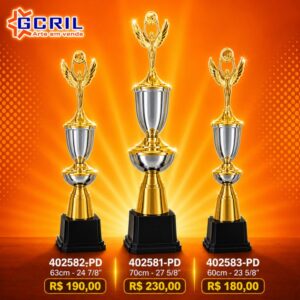 troféu metálico 162