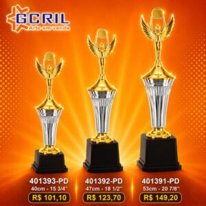 troféu metálico 164