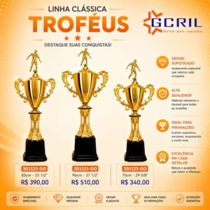 troféu metálico 74