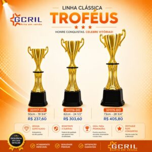 troféu metálico 75