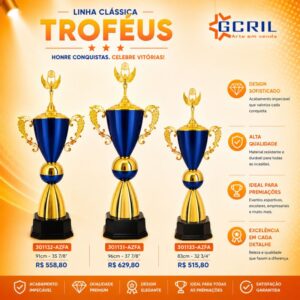 troféu metálico 80